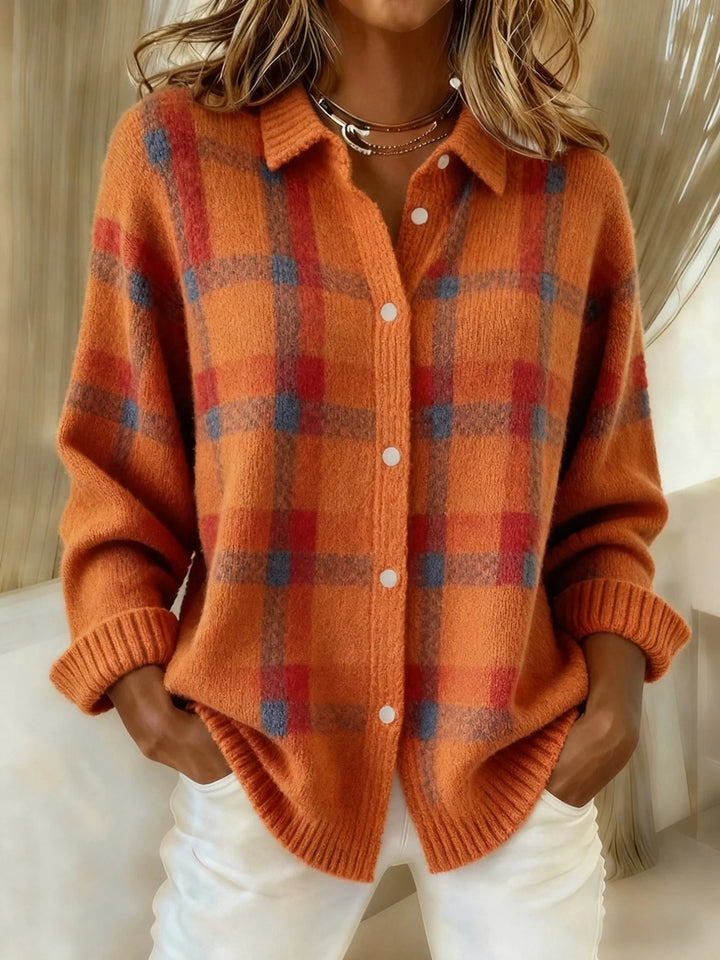 Ruthie | Cozy Plaid Knit Cardigan
