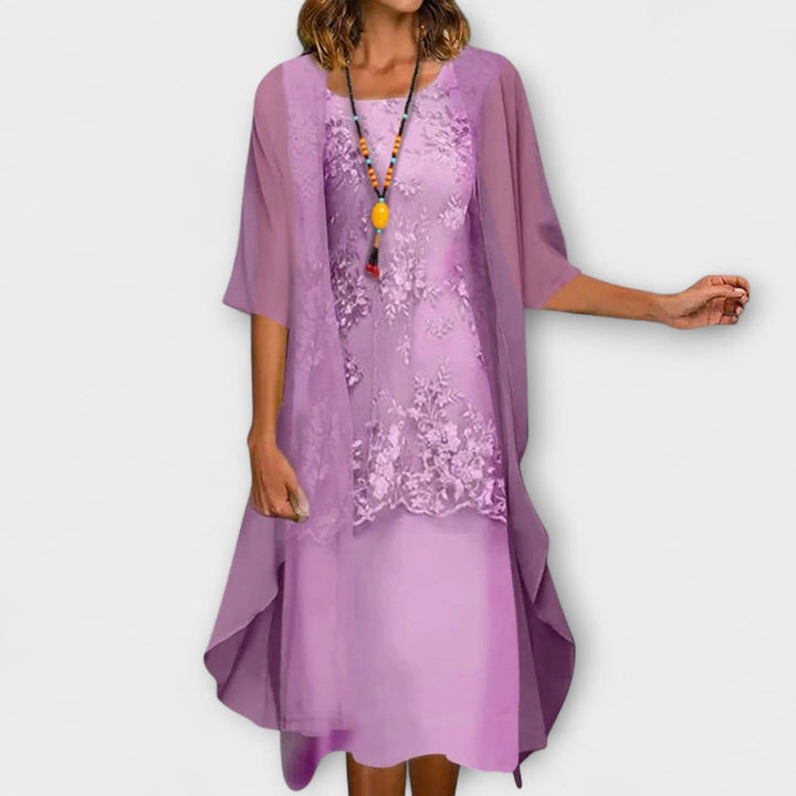 Janelle | Elegant Chiffon Set with Tummy Coverage