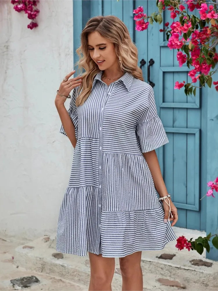 Viviene | Breezy Striped Elegance Dress
